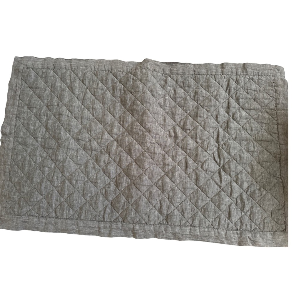 Pottery Barn Belgian Flax Linen Diamond Quilted King Sham Eucalyptus Green